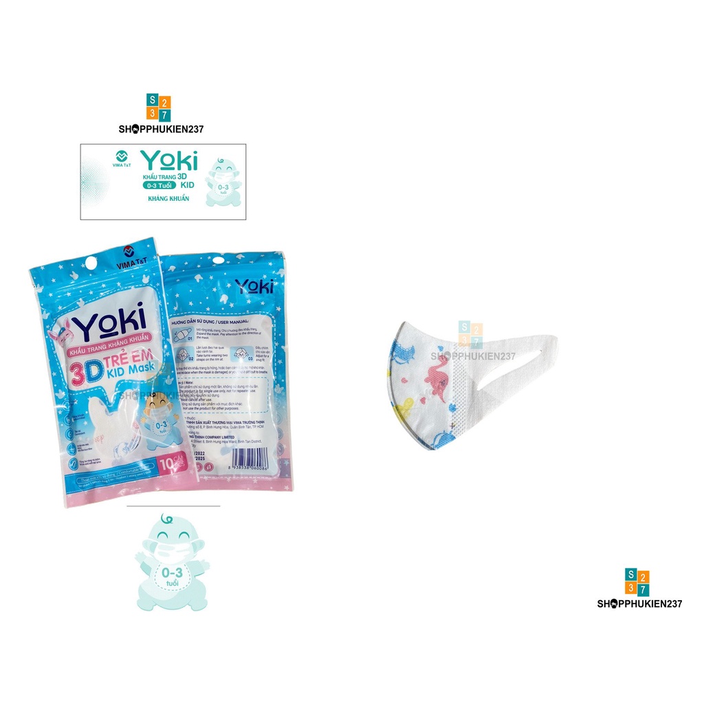 Thùng 500 cái Khẩu Trang Em Bé 3D Yoki Sơ Sinh Dành Cho Bé Từ 5 Tháng - 28 Tháng