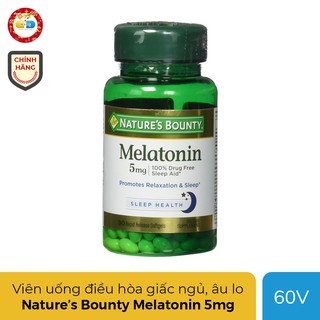Nature’s Bounty Melatonin 5mg điều hòa giấc ngủ, ngủ ngon, ngủ sâu giấc hơn, giảm âu lo, stress, Chai 60 viên