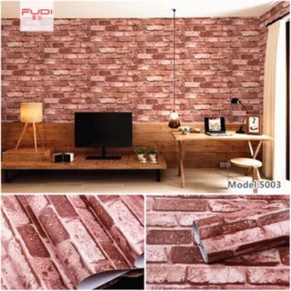 Decal 1m x 45cm Giấy decal cuộn gạch đỏ nâu