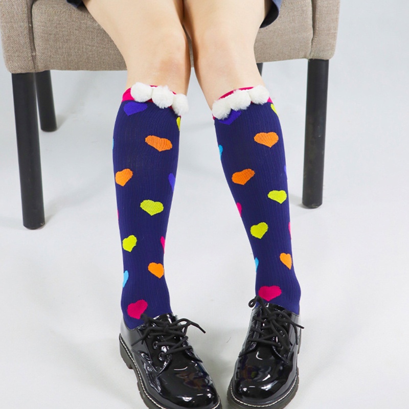 Vớ Cao Đến Đầu Gối Họa Tiết Chấm Bi / Trái Tim Lông Vũ Nhiều Màu Sắc Phong Cách Harajuku Nhật Bản Cho Nữ Xixi