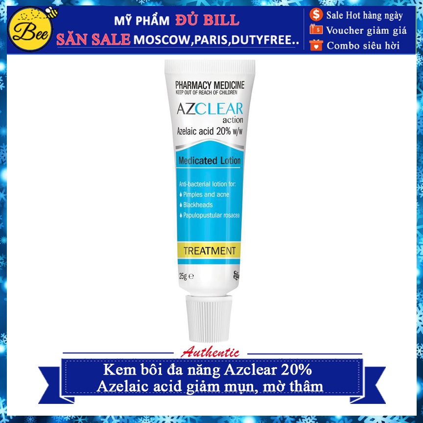Kem bôi đa năng Azclear 20% Azelaic acid giảm mụn, mờ thâm