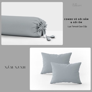 [TẶNG 1 VỎ ÔM] Combo 2 Vỏ Gối Nằm Trơn  Lụa Tencel (B) - À Ơi Concept