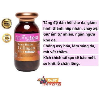 Viên collagen spring leaf inner beauty collagen 6-in-1, hộp 90 viên date 2025 - 6in1 hiệu quả căng da