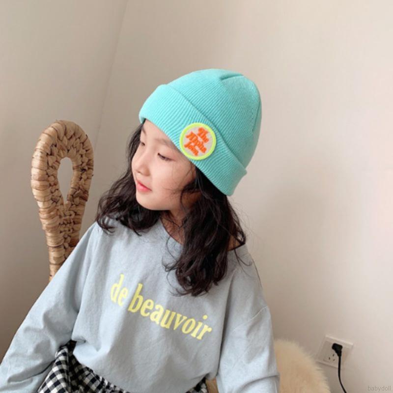 Mũ len mềm co giãn màu trơn phong cách Hàn Quốc thời trang cho bé gái