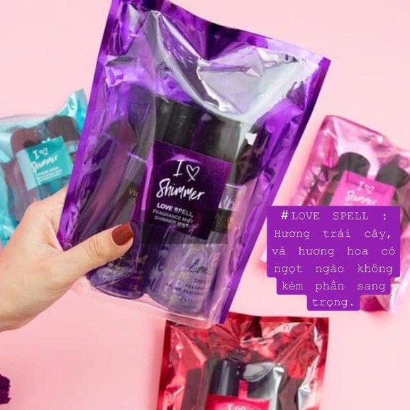 Set 2 Chai Xịt Thơm Body Victoria's Secret I ❤️ Shimmer 75ml-Phiên bản đặc biệt có nhũ óng ánh | Thế Giới Skin Care