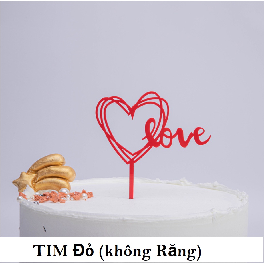 Túi 10 meka chữ Love trang trí bánh sinh nhật, mica cắm bánh sinh nhật