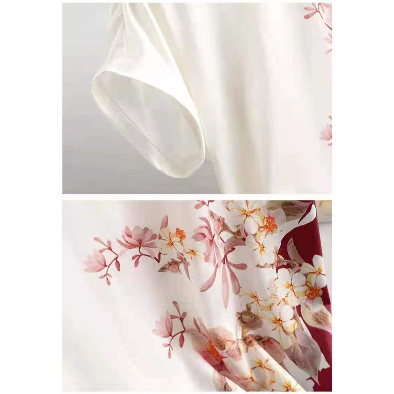 Áo thun tay ngắn dáng rộng in họa tiết thời trang cho phụ nữ trung niên