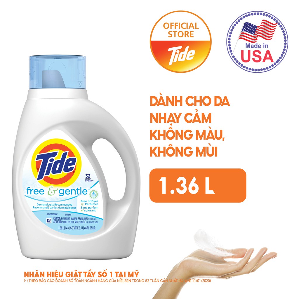 Nước Giặt Tide free & gentle 1.36l - Mỹ