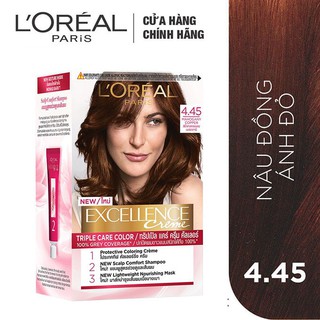 Kem Nhuộm Dưỡng Tóc Phủ Bạc L'oreal Excellence Cream 172ml - Màu 4.45 Nâu Đồng Ánh Đỏ
