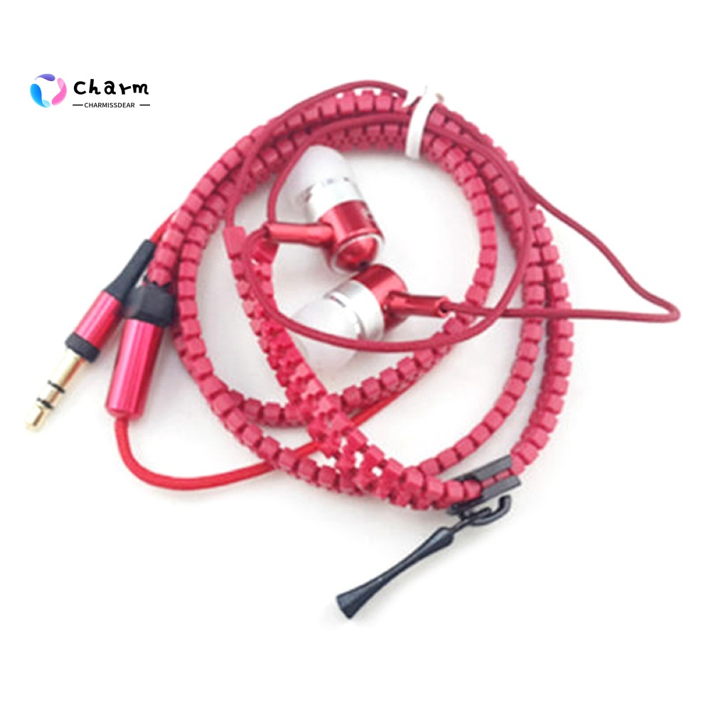 [CM] Stock 3.5mm Zipper In-Ear Wired Earphone Heavy Bass Headphone with Mic for Phone MP3