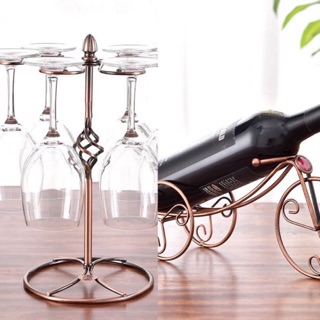Combo giá treo ly và kệ để rượu vang lynhdecor màu đồng