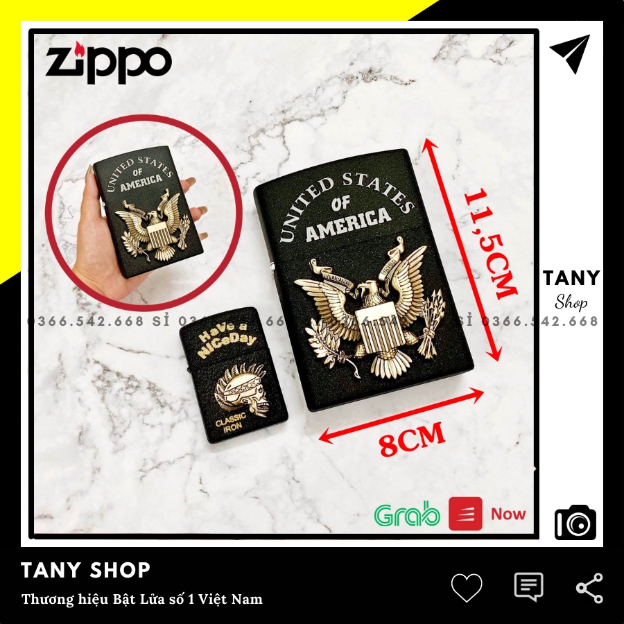 𝘽𝙖̣̂𝙩 𝙇𝙪̛̉𝙖 đồng nguyên khối 𝒁𝒊𝒑𝒑𝒐 KHỔNG LỒ ZPKL01 mẫu hình logo Mỹ màu đen nhám - Hôt quẹt 𝒁𝒊𝒑𝒑𝒐 TANY SHOP
