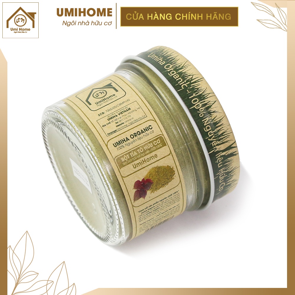 Bột Lá Tía Tô nguyên chất UMIHOME 135g - Đắp mặt nạ dưỡng trắng da, sạch mụn ẩn, làm hồng da hiệu quả