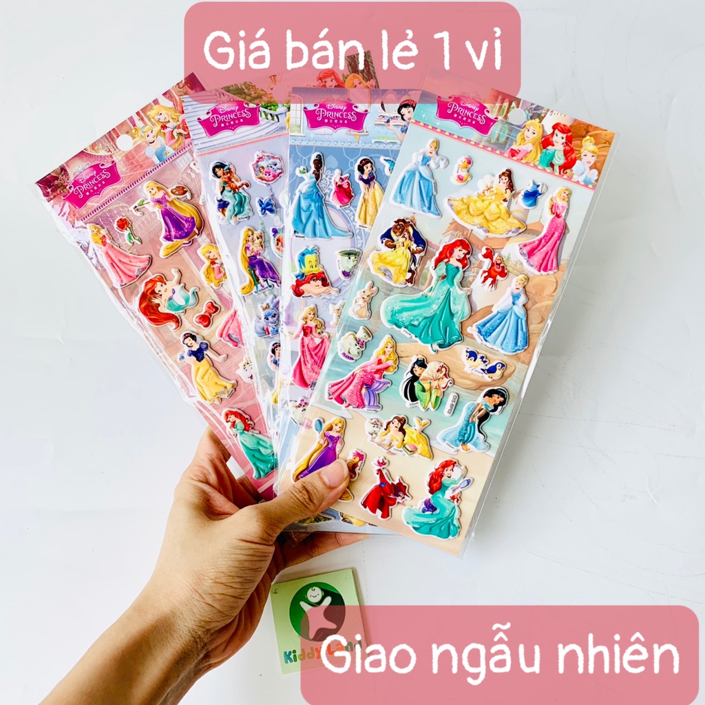 Hình dán sticker nổi 3D Công chúa Disney cho bé