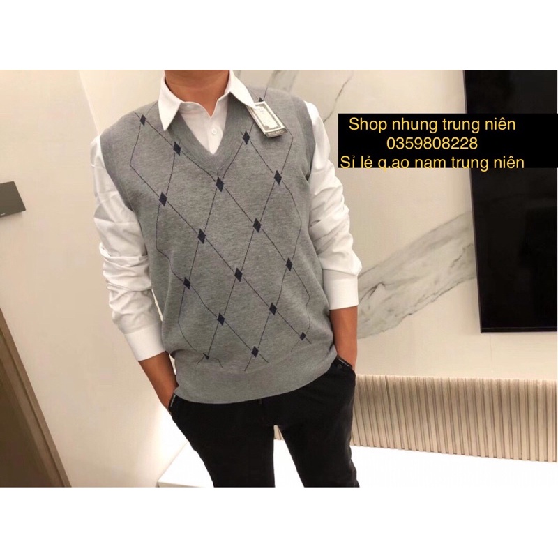Áo ghile ghi lê len nam trung niên trung tuổi màu trơn