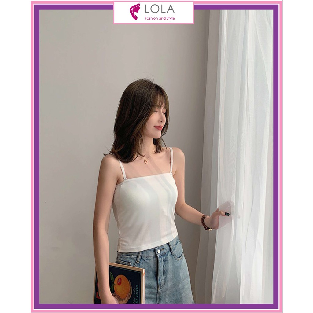Áo 2 dây Croptop dây có khuy điều chỉnh - chất vải thun Cotton dày dặn, co giãn, thấm hút mồ hôi - Freeship Lola Fashion | BigBuy360 - bigbuy360.vn