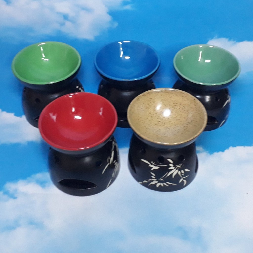 Đèn xông tinh dầu đốt bằng nến tealight gốm sứ Bát Tràng miệng sâu chứa nhiều nước