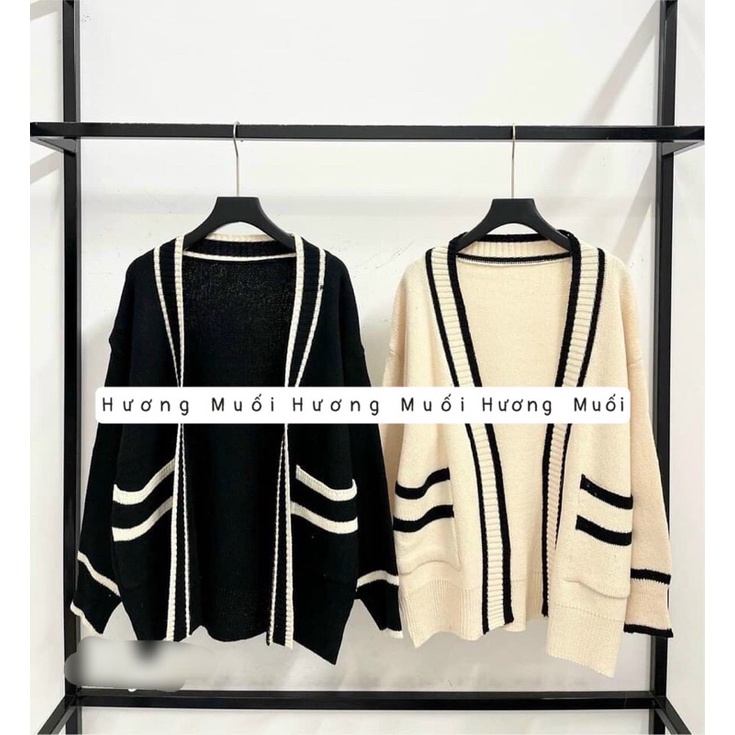 Áo cardigan len trơn viền - 2 màu