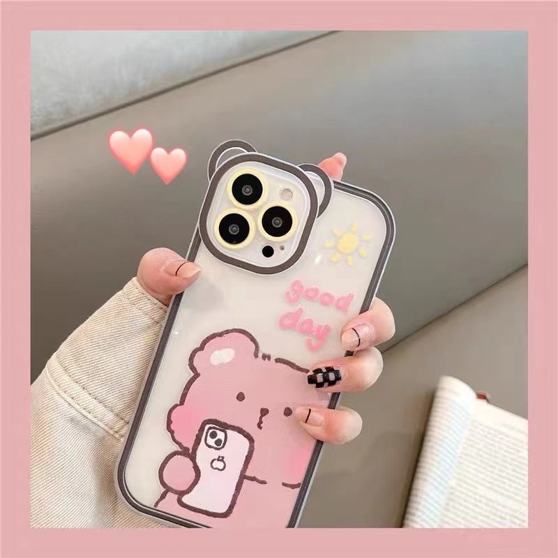 Ốp Điện Thoại Silicon Trong Suốt Hình Gấu Dễ Thương Cho iPhone 13/12 Pro Max Case/11/ XS/ XR/ X/ 8/ 7/ 6S/ Plus Mini