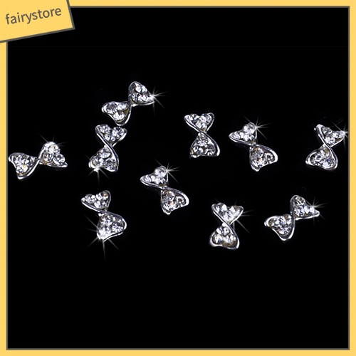 Set 10 vật liệu hình nơ lấp lánh dùng trang trí móng tay 3D xinh xắn