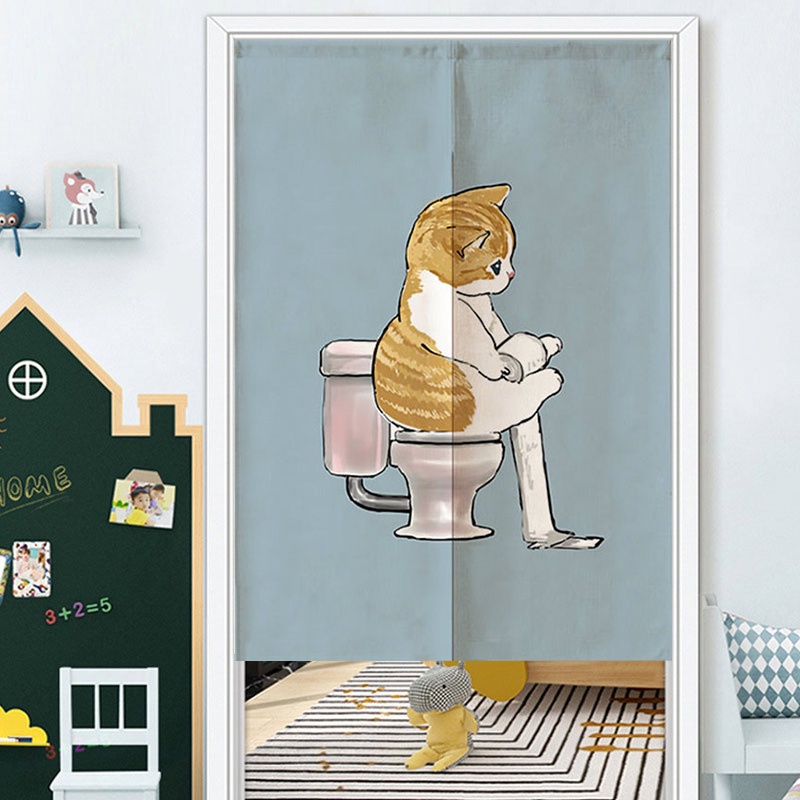 Rèm Cửa Họa Tiết Mèo Hoạt Hình Dễ Thương Đa Năng