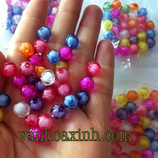 30 hạt nhựa hình hoa nhiều màu cạnh khía size 8mm N47T