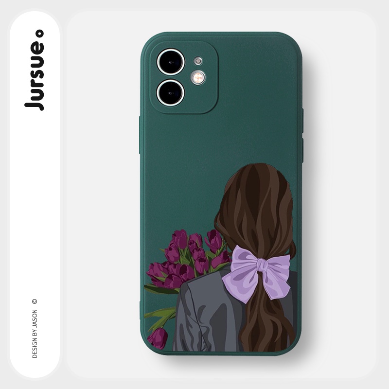 Ốp lưng JURSUE hoạt hình cặp đôi dễ thương đẹp nam nữ cho iPhone 13 12 11 Pro Max SE 2020 X XR XS 8 7 ip 6S 6 Plus Y19