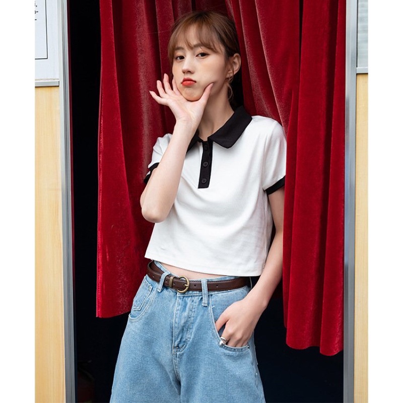 Áo Polo Croptop SANMAY Áo Kiểu Croptop Nữ Tay Ngắn Có Cổ Sơ Mi Bẻ Phông Crt Thể Thao Classic Đẹp Đen Trắng - AO015 | BigBuy360 - bigbuy360.vn