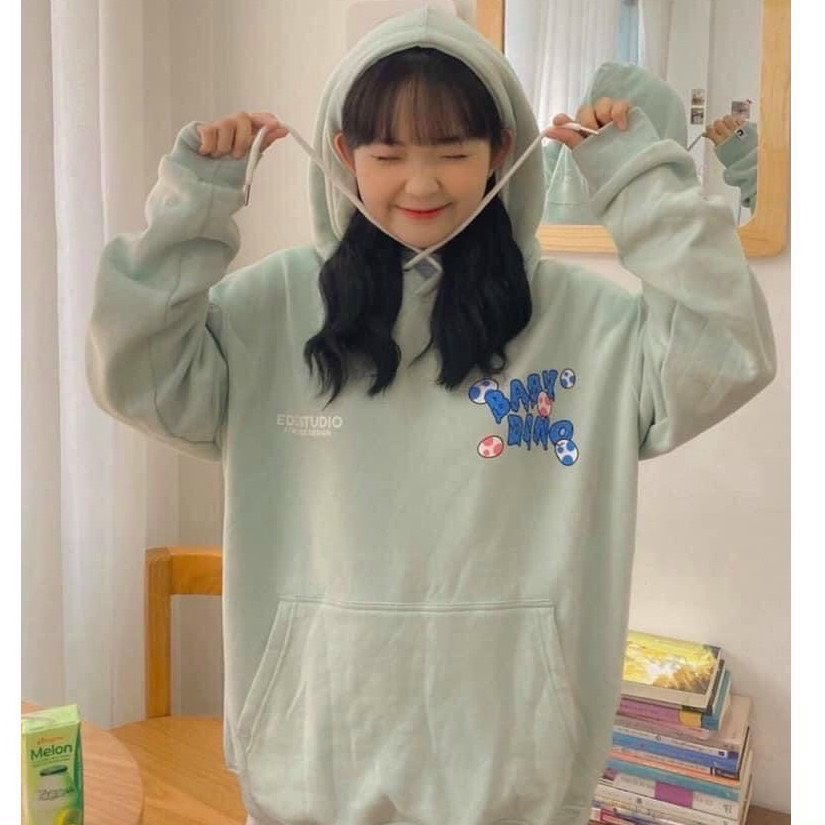 (FREE SHIP) ÁO KHOÁC  HOODIE NỮ CÓ DÂY KÉO HỌA TIẾT KHỦNG LONG ĐẦU BỰ SIÊU CUTE VALENTINA