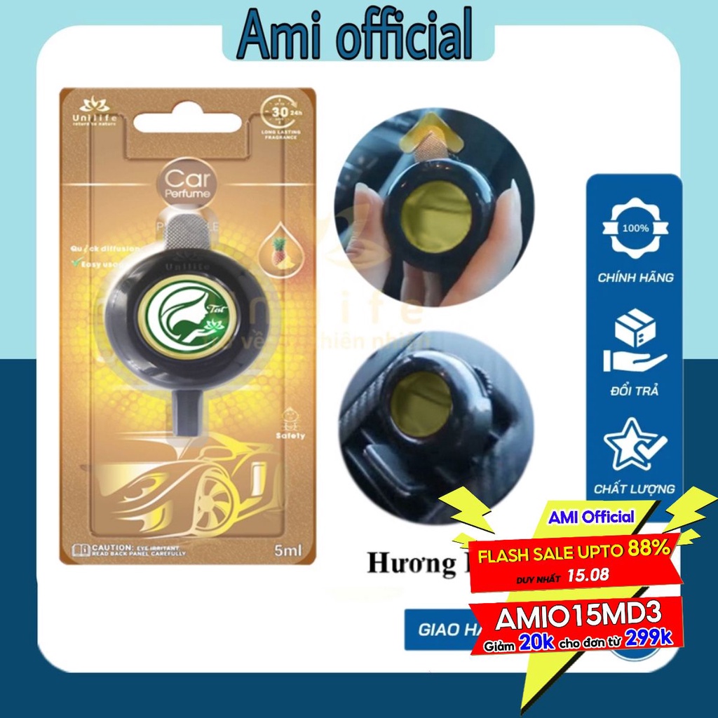 Tinh dầu nước hoa ô tô Unilife, nước hoa xe hơi hương Dứa Chín cực đã, khử mùi ô tô, sảng khoái lái xe, dung tích 5ml