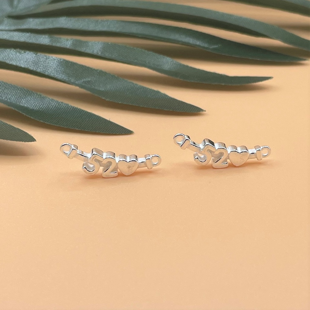 Charm 2 móc treo chữ 520 (Nghĩa là anh yêu em) - Charm Bạc 925 - Mã CB782