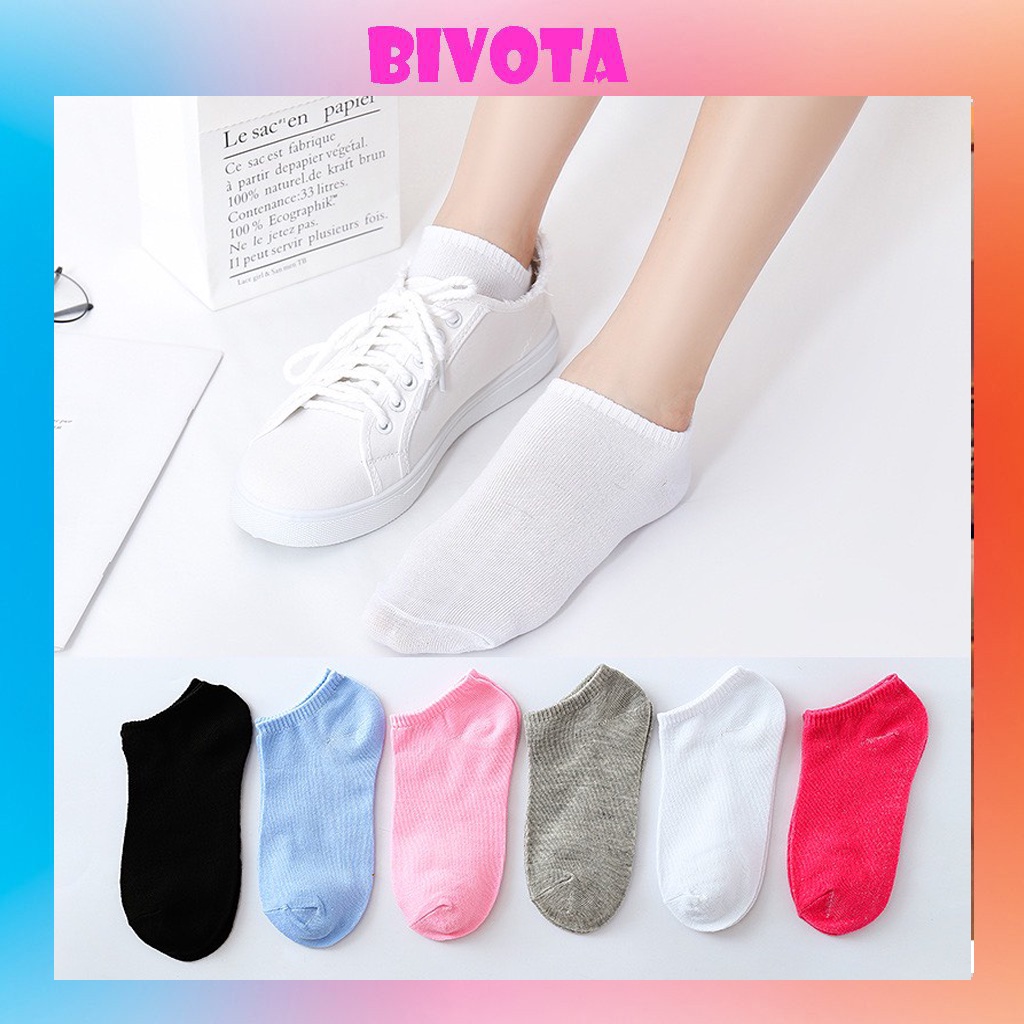 Tất nữ cổ ngắn Bivota tất trơn hàn quốc vintage phong cách đơn giản siêu đẹp T64