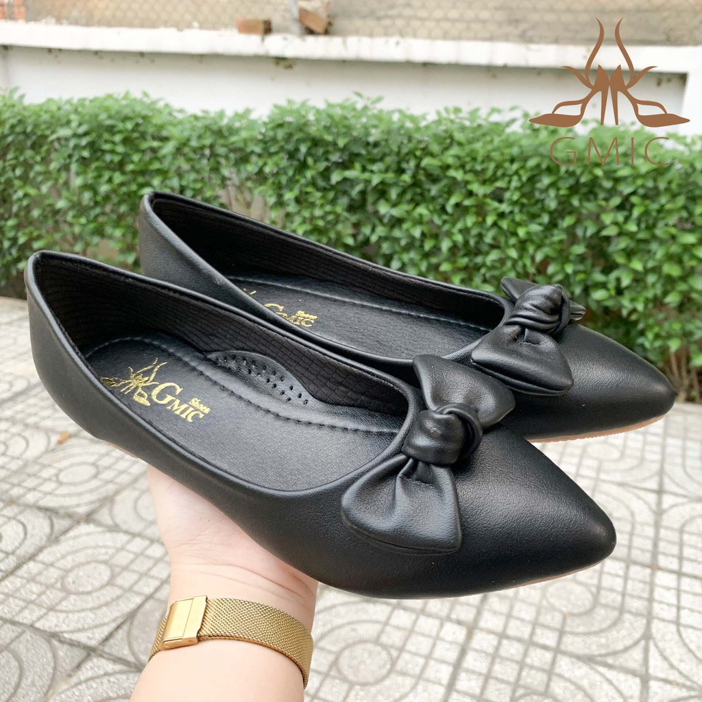 [ BIG SIZE ]Giày Bệt Nữ Mũi Nhọn Thắt Nơ Siêu Xinh, Giày Búp Bê Nữ Êm Chân Đế Cao Su Cao Cấp NBB004 | BigBuy360 - bigbuy360.vn