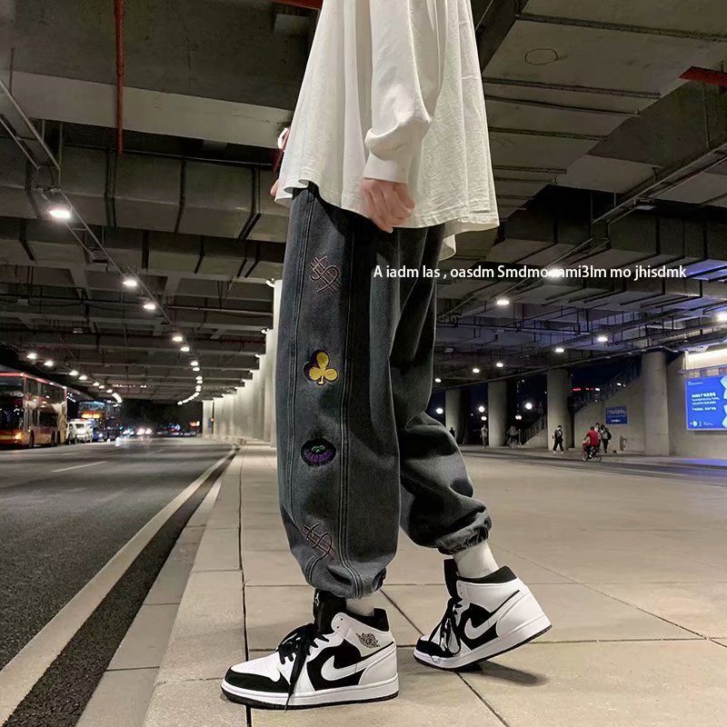 Men jeans Wide Leg denim pant Loose Straight Baggy men's jeans Streetwear Hip Hop casual Skateboard pants S-5XL Neutral trousers Summer thin jeans men's loose wide legs show thin Japanese students' versatile trend straight tube ruffian handsome daddy pant