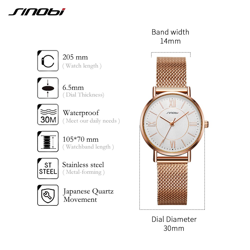 Đồng Hồ Nữ Thời Trang SINOBI Thanh Lịch - 11S9799L01 - Hàng Chính Hãng