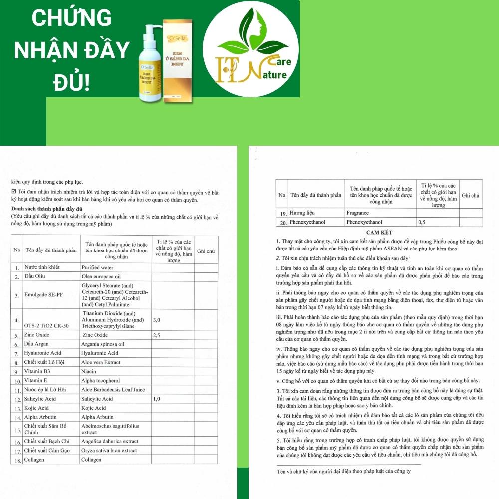 Kem ủ sáng da body Osella 150ml dưỡng ẩm dưỡng sáng da HT Nature Care