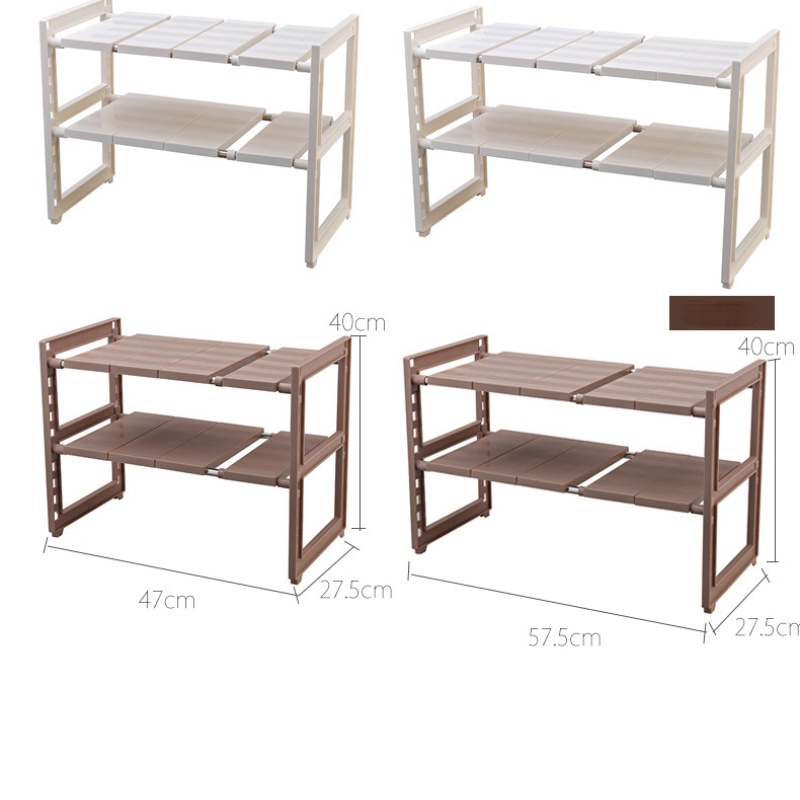 Kệ Nhựa Hai Tầng Bằng Thép Không Gỉ Gắn Dưới Bồn Rửa Chén Sắp Xếp Gọn Gàng Cho Nhà Bếp