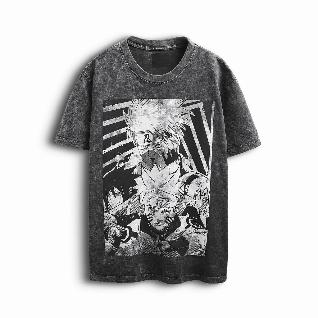 Áo thun wash tay lỡ nam nữ in hình Naruto , Vải Cotton Form Oversize - SELECTED.STORE