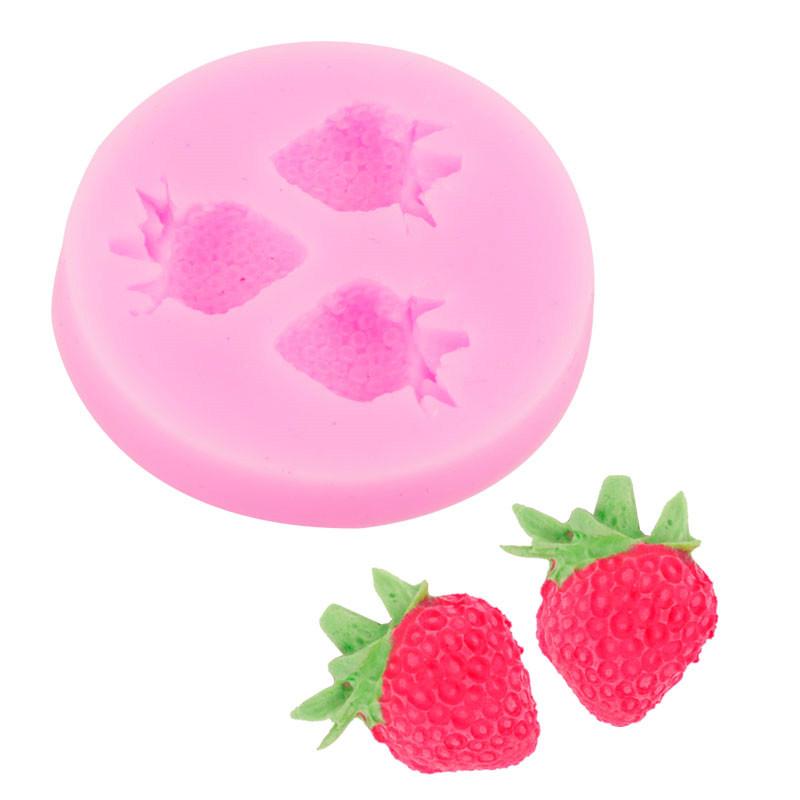 Khuôn silicon làm bánh/kẹo hình quả dâu 3d xinh xắn