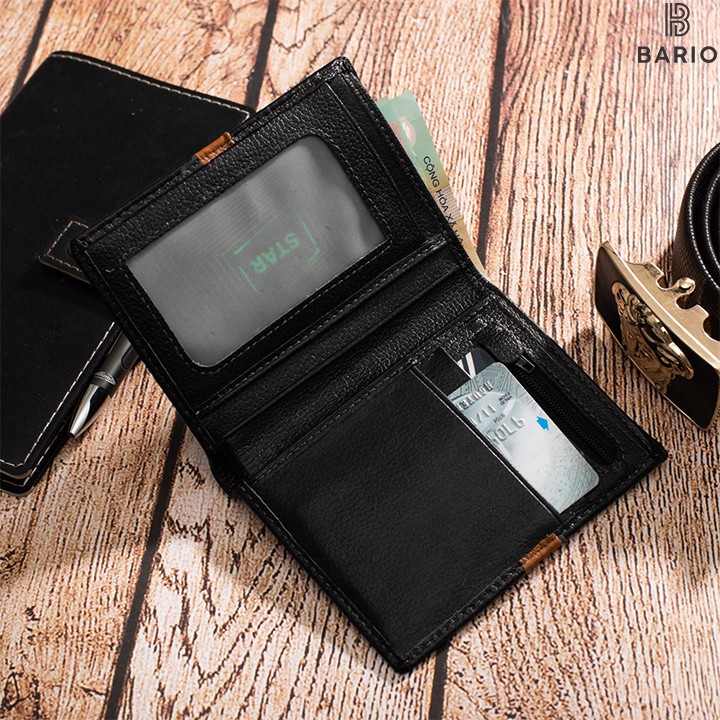 Ví da nam bóp da nam da bò miu hạt nhỏ thật phối màu cao cấp