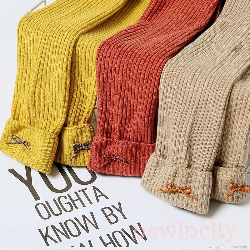 Quần legging co giãn đính nơ phong cách Hàn Quốc dễ thương dành cho bé gái