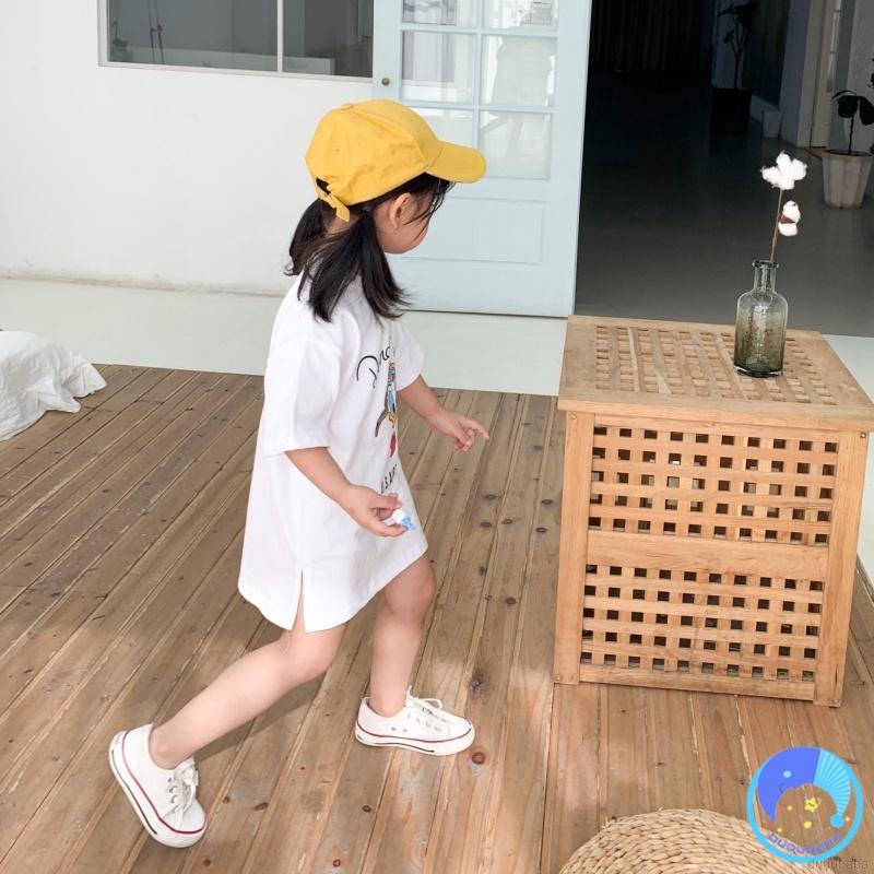 Đầm cotton in hình họa hình dễ thương cho bé gái 0-7 tuổi