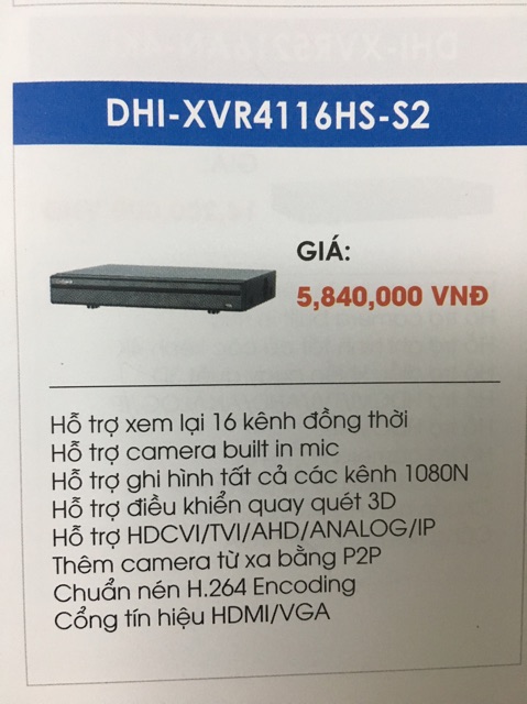 Đầu ghi hình 16 kênh DHI-XVR4116HS-S2 Dahua chính hãng