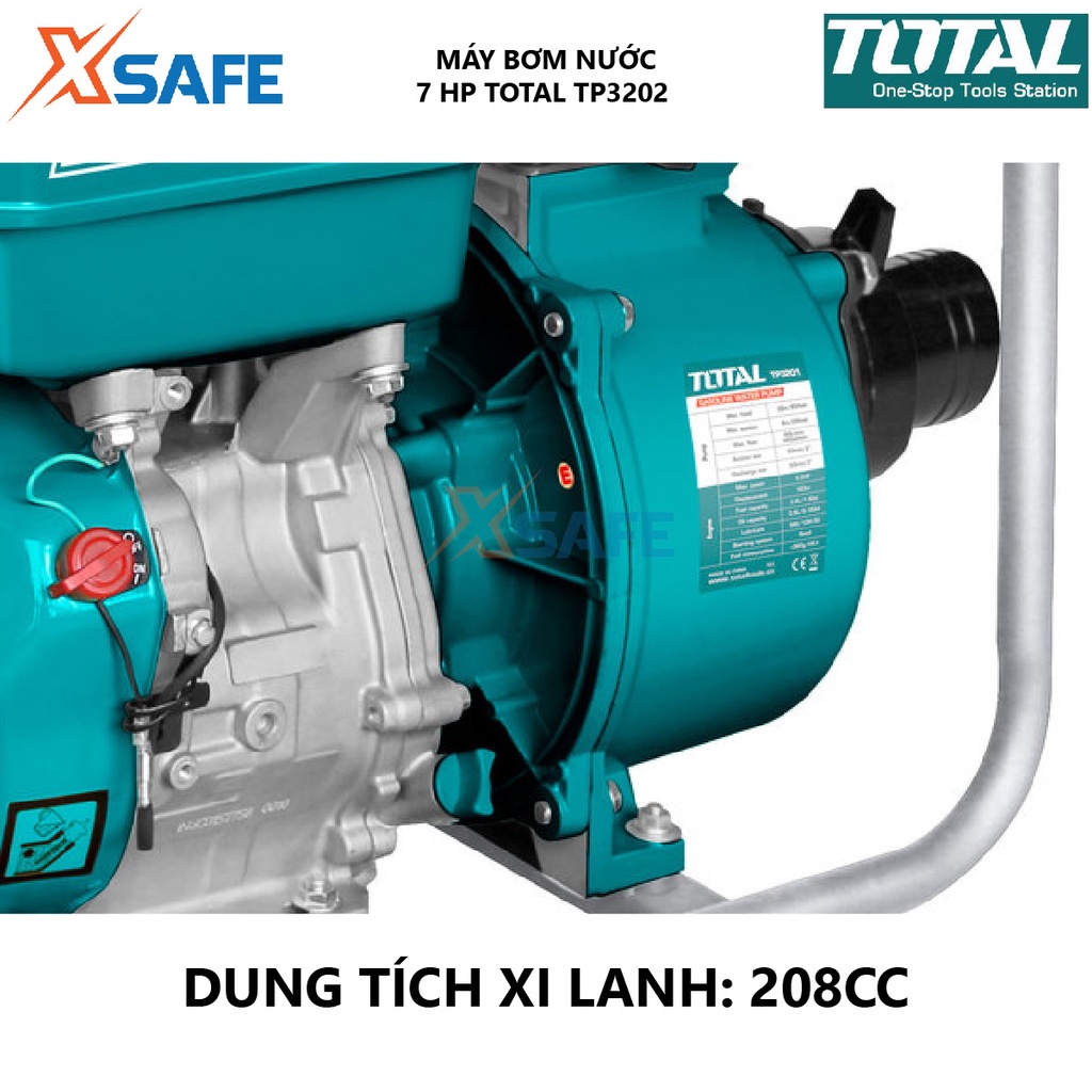 Máy bơm nước dùng xăng TOTAL Máy bơm mini chạy xăng Công suất 7.0HP - 9.0HP Dung tích xi lanh 208cc - 270cc - Chính hãng