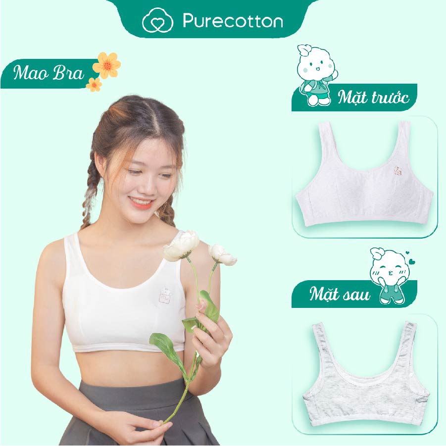 [Mã BMLT35] Áo lá học sinh Purecotton cho bé gái mới lớn chất liệu cotton cao cấp kiểu dáng chui đầu không đệm PC003