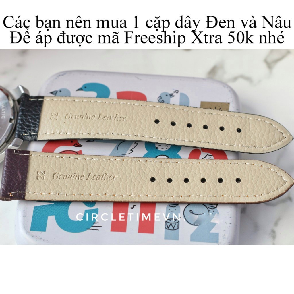 Dây da đồng hồ chất liệu PU cho nam và nữ size 14/16/18/20/22 kèm khóa và chốt