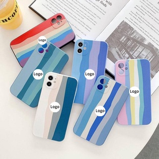 Ốp điện thoại mềm họa tiết cầu vồng tương phản cho IPhone 11 12 13 Pro Max Mini 6 7 8 Plus X XS Max XR