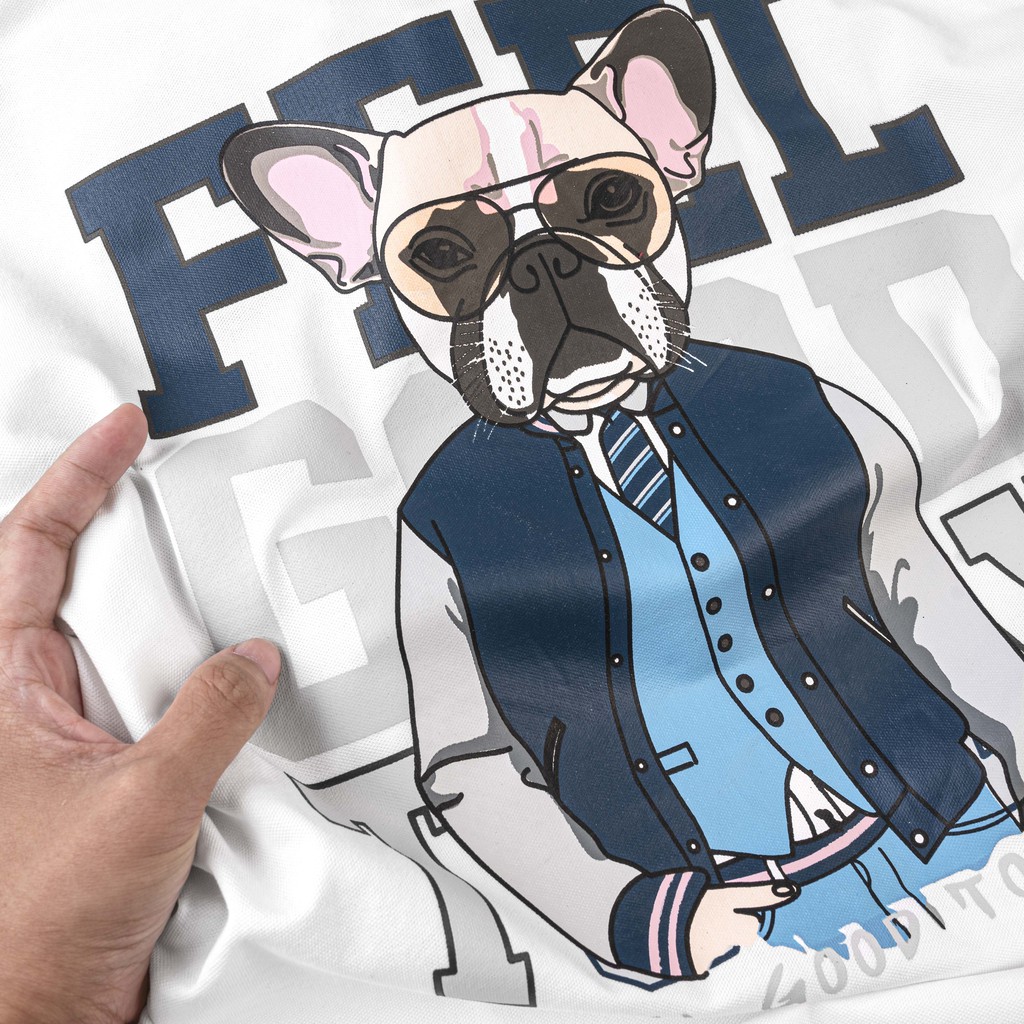 Áo thun Polo nam cổ bẻ DODO hình Pug Dog vải Cotton Trắng P14-POLOMAN | BigBuy360 - bigbuy360.vn