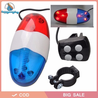 Còi báo động cảnh sát chạy điện đèn 6LED lắp phía trước xe đạp