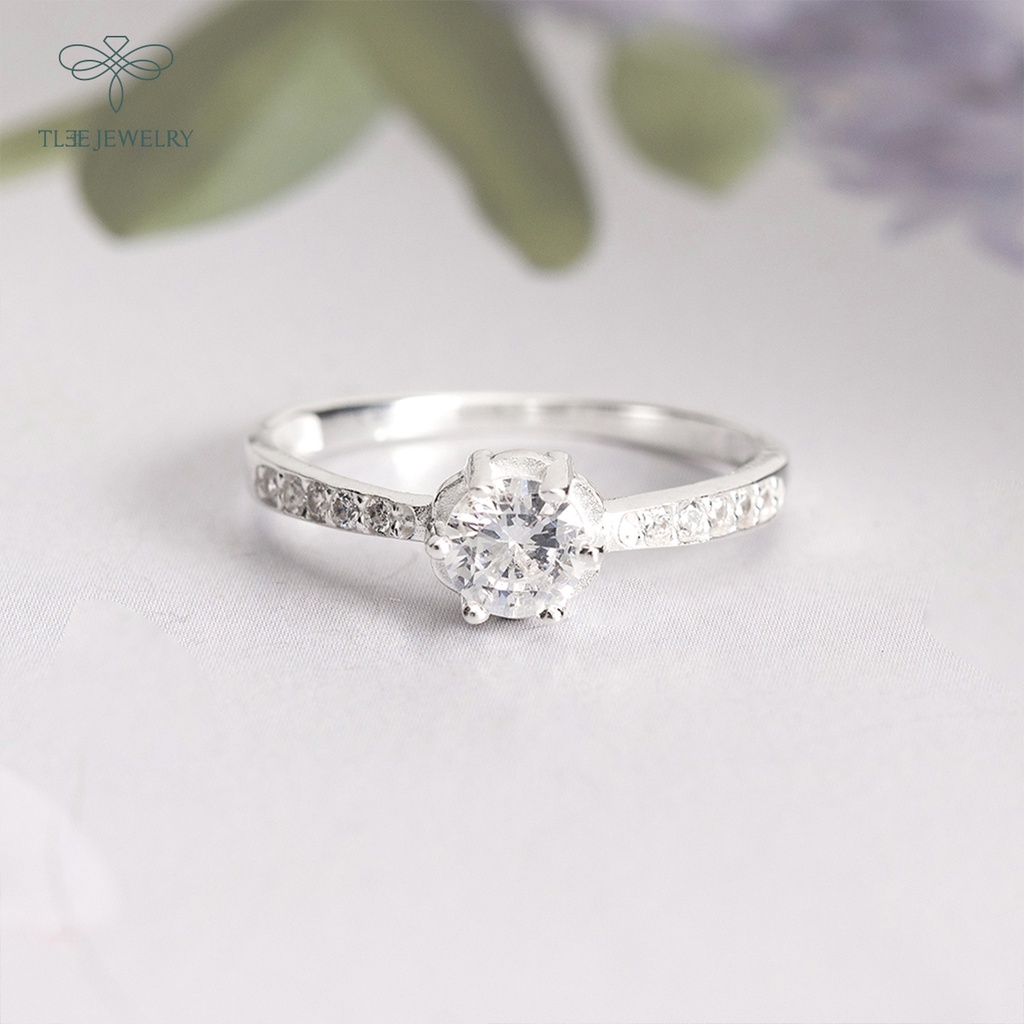 Nhẫn bạc nữ TLEE ổ 6 chấu thuôn cách điệu thời trang NCJ A0215